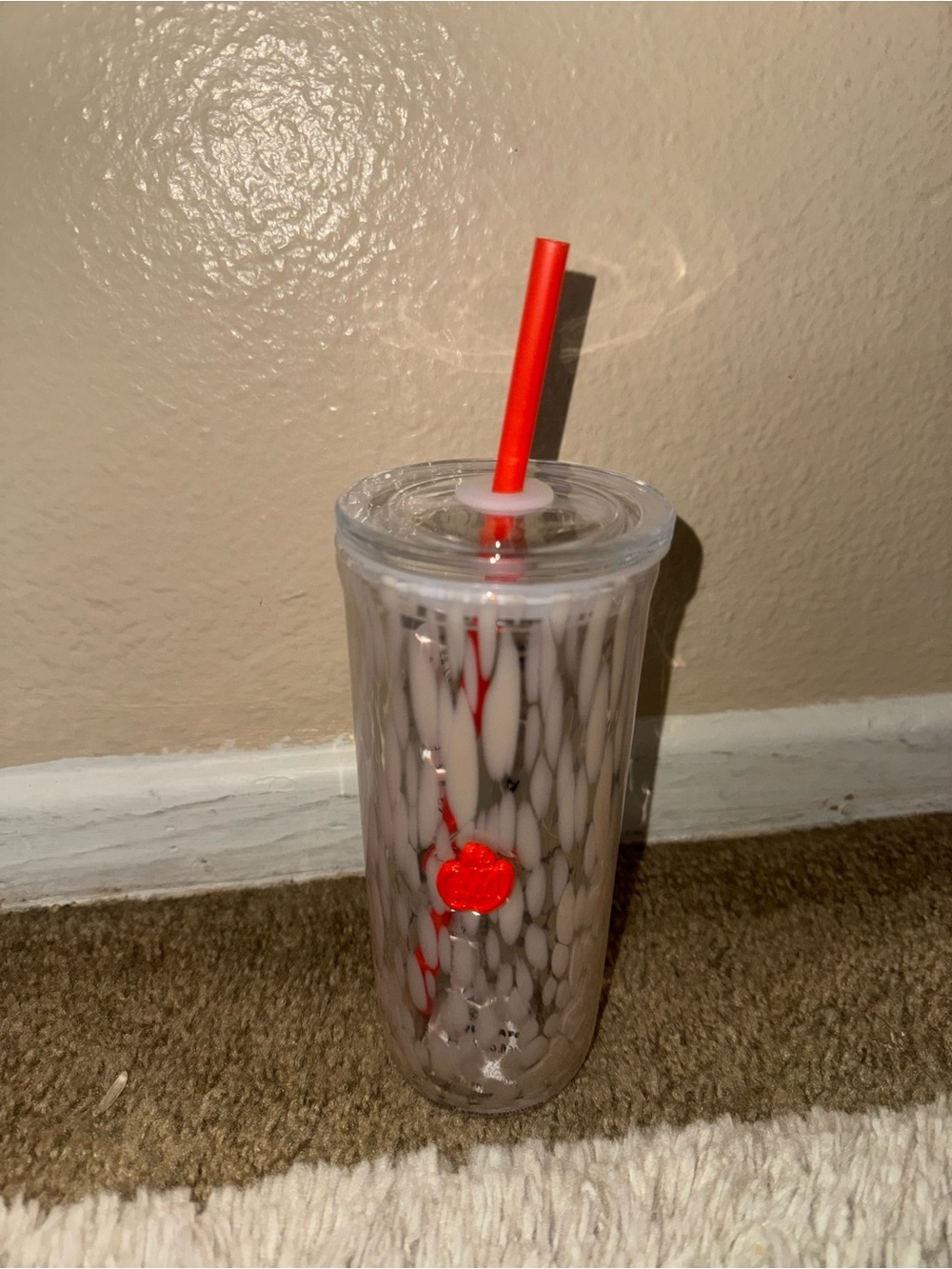 Starbucks Glass Cup with Single Pumpkin Design NWT